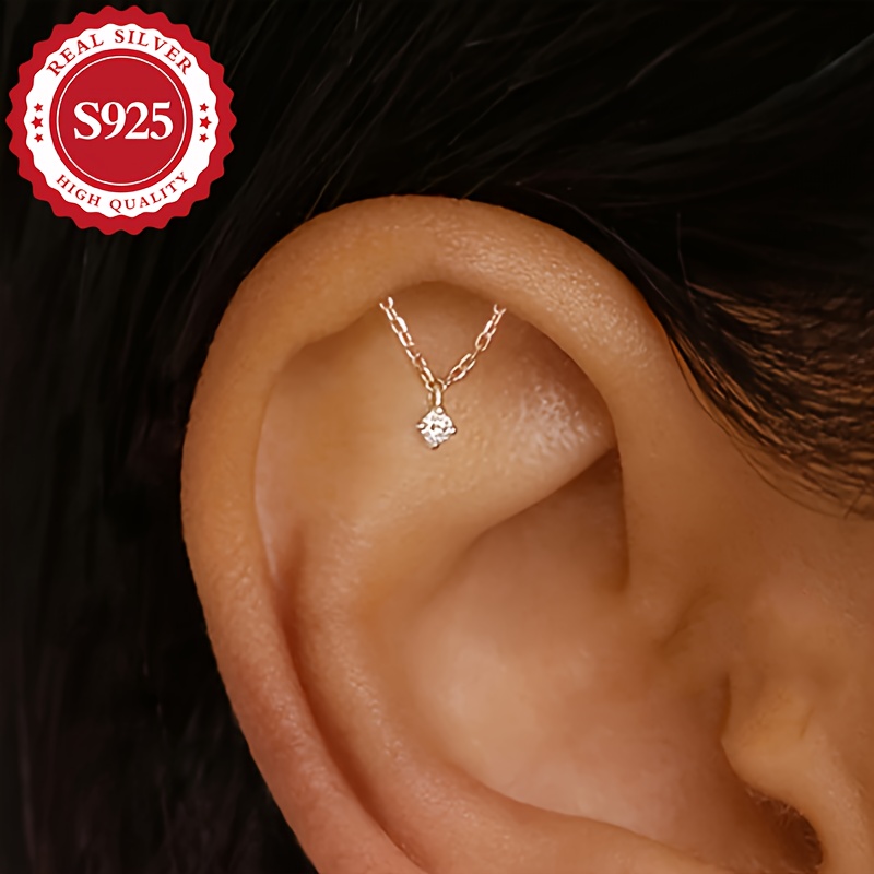 S925 Silver Flat Head Thread Ear Bone Studs